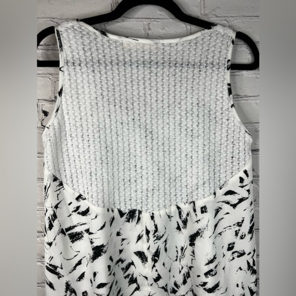 FLORAL+ FEMME black white abstract print tank knit/crochet top size small - Picture 5 of 11